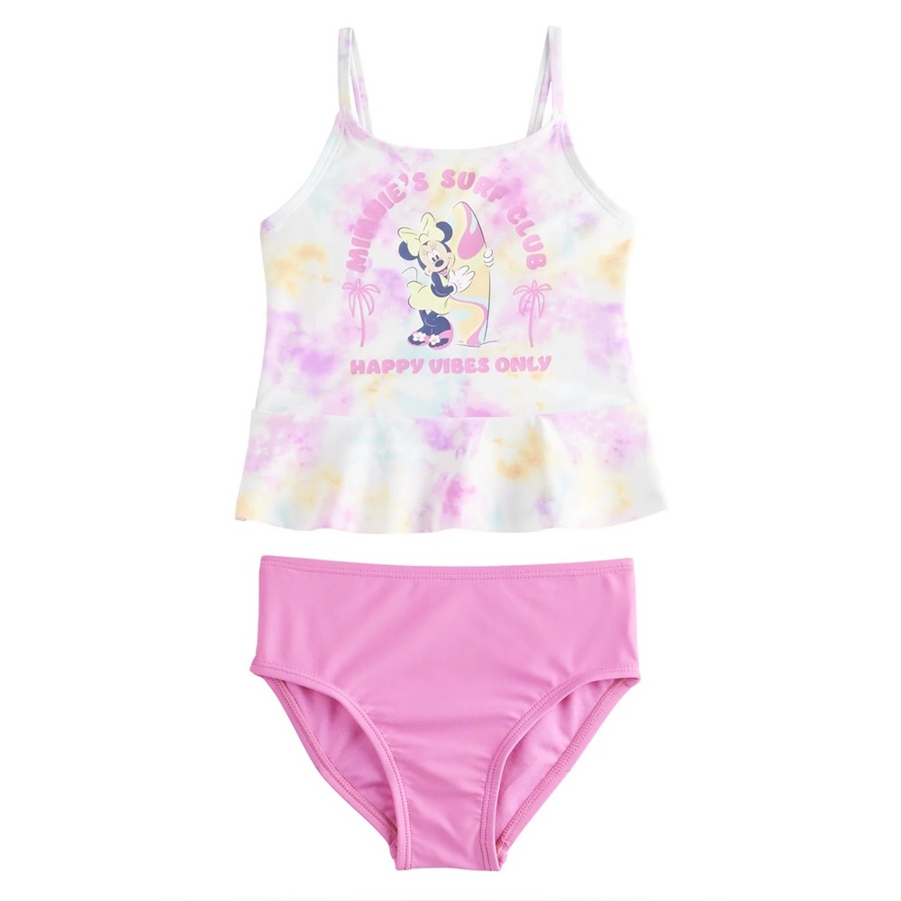 5/$25 Minnie Mouse Pink and Tie-Dye Swimsuit - Picture 2 of 8